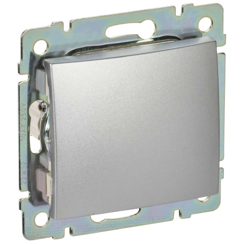 VALENA Выключатель 1-клавишный проходной схема 6 10А безвинтовое крепление алюминий