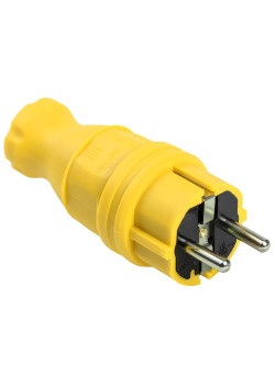 Вилка прямая ВБп3-1-0м IP44 ОМЕГА каучук жёлтая IEK