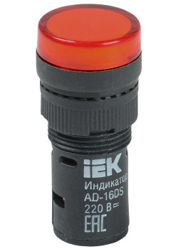 Лампа AD16DS(LED)матрица d=16мм красный 230В AC IEK