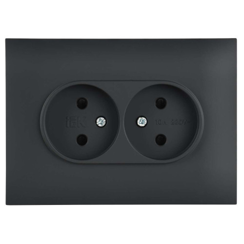 SKANDY Розетка 2-местная без заземления с защитными шторками 10А в сборе SK-R09G графит IEK