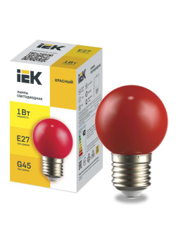 Лампа светодиодная декоративная G45 шар 1Вт 230В красный E27 IEK