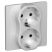 FLITE Розетка 2-местная с заземлением без защитных шторок безвинтовое крепление 16А РС12-1-К-ФлА алюминий IEK