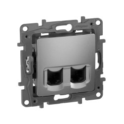 ETIKA Розетка компьютерная двойная RJ45 категория 5Е UTP алюминий