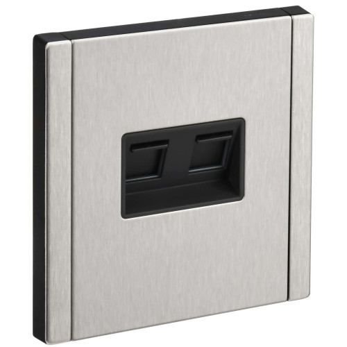 FORTE&PIANO Розетка двойная RJ11+RJ45 кат.5E FP735M металл никель IEK