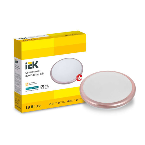 Светильник светодиодный ДПБ 3203 18Вт IP54 4000K круг розовое золото IEK