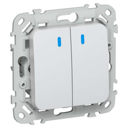 FLITE Выключатель 2-клавишный кнопочный с индикацией 10А ВС12-2-1-ФлЖ жемчуг IEK