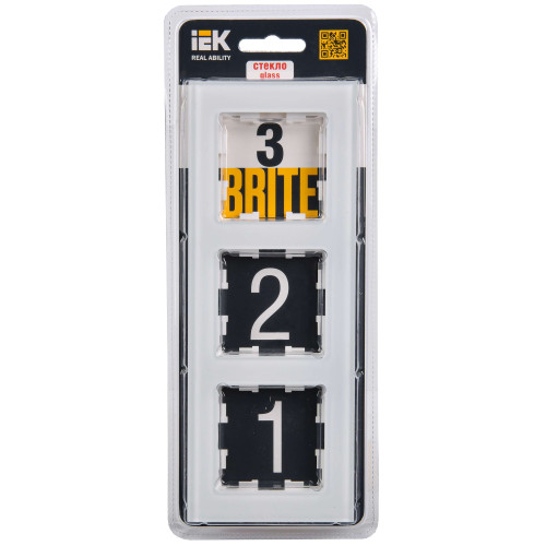 BRITE Рамка 3 -местная РУ-3-2-БрБ стекло белый IEK