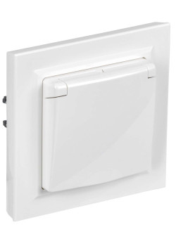 BRITE Розетка 1-местная с заземлением с защитными шторками и крышкой 16А IP44 в сборе РСбш10-3-44-БрБ белый