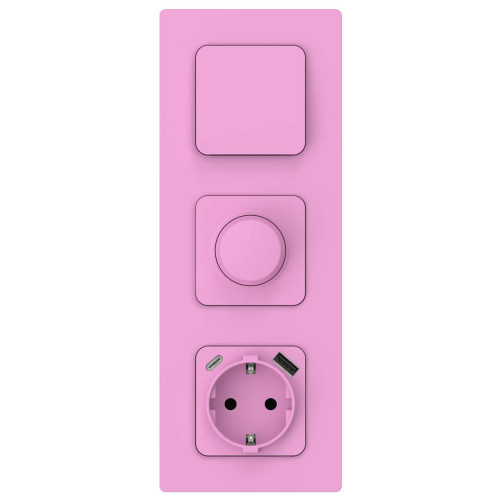 FLITE Розетка 1-местная с заземлением с защитными шторками 16А с USB A+C 20Вт безвинтовое крепление РСЮшс11-1-ФлПр пурпурный IEK