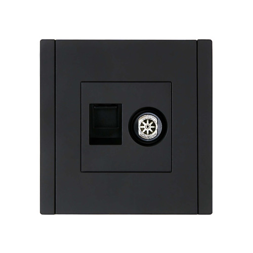 FORTE&PIANO Розетка двойная TV+RJ45 кат.6 FP137 черный IEK