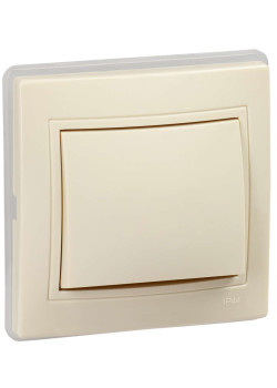 KVARTA Выключатель 1-клавишный 10А IP44 ВС10-1-0-ККм-44 кремовый IEK