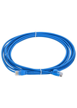 ITK Коммутационный шнур (патч-корд) кат.5E UTP LSZH 3м slim колпачок с язычком синий