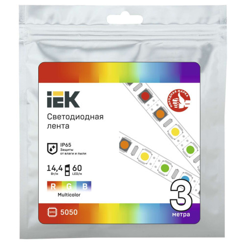 Лента светодиодная 3м LSR-5050RGB60-14,4-IP65-12В IEK