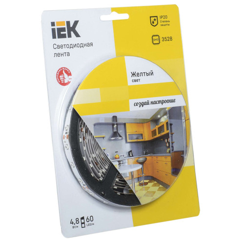 Лента светодиодная 5м блистер LSR-3528Y60-4.8-IP20-12V IEK-eco
