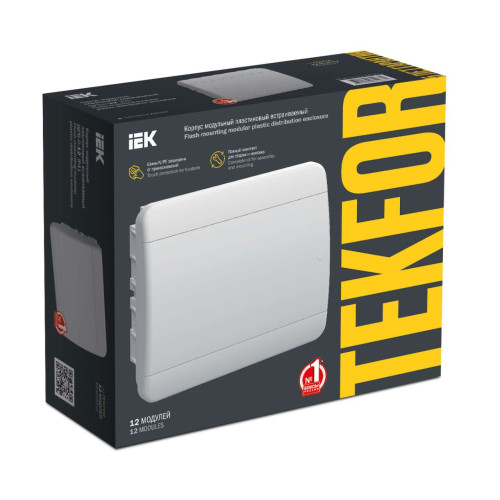 TEKFOR Корпус пластиковый ЩРН-П-12 IP41 черная прозрачная дверь IEK
