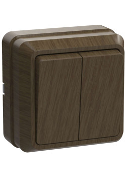 OKTAVA Выключатель 2-клавишный для открытой установки 10А ВС20-2-0-ОД дуб IEK