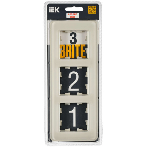 BRITE Рамка 3-местная РУ-3-2-Бр стекло песчаный RE IEK