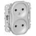 FLITE Розетка 2-местная без заземления с защитными шторками безвинтовое крепление 10А РСш02-1-ФлА алюминий IEK