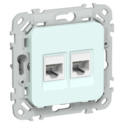FLITE Розетка 2-местная компьютерная RJ45 категория 6 UTP РК6-2-0-ФлХЛ холодный лед IEK