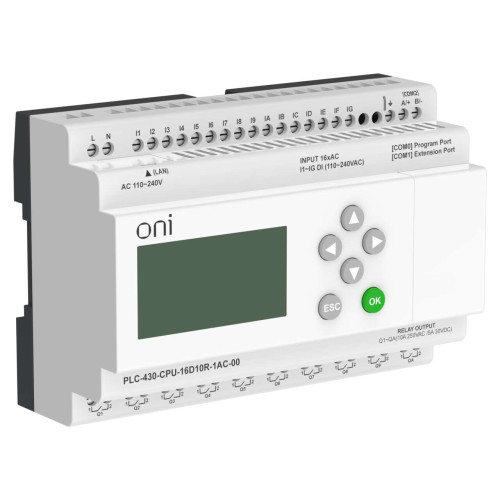 ПЛК 430 Модуль ЦПУ 16 DI 10 RO 220В AC с Ethernet портом с экраном ONI