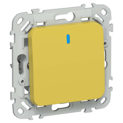 FLITE Выключатель 1-клавишный проходной с индикацией 10А ВС61-1-1-ФлЖК желтый карри IEK