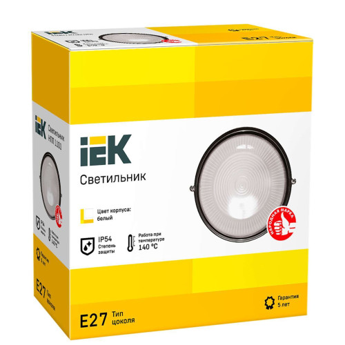 Светильник НПП1101 круг 100Вт IP54 белый IEK