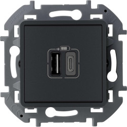 INSPIRIA Зарядное устройство USB А+С 3000мА 5Вантрацит