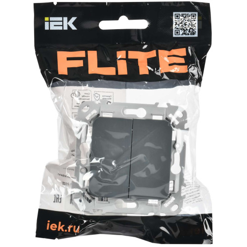 FLITE Выключатель 2-клавишный 10А ВС12-1-0-ФлМА мокрый асфальт IEK