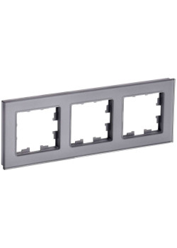 BRITE Рамка 3 -местная РУ-3-2-БрСе стекло серый IEK