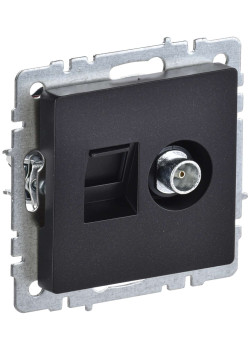 BRITE Розетка двойная TV+RJ45 кат.5E РТВ/РК12-БрЧ черный IEK