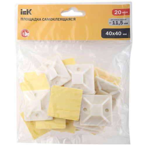 Площадка самоклеящаяся 40х40 белая под хомуты (20шт) IEK