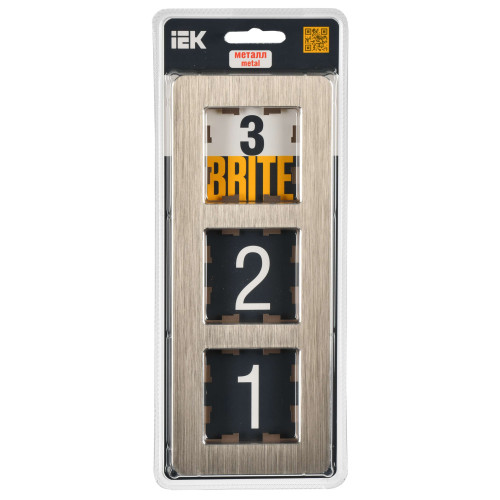 BRITE Рамка 3-местная РУ-3-1-Бр металл шампань RE AL IEK