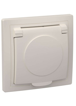 KVARTA Розетка 1-местная с заземлением крыш. 16А РСб10-3-ККм кремовый IEK