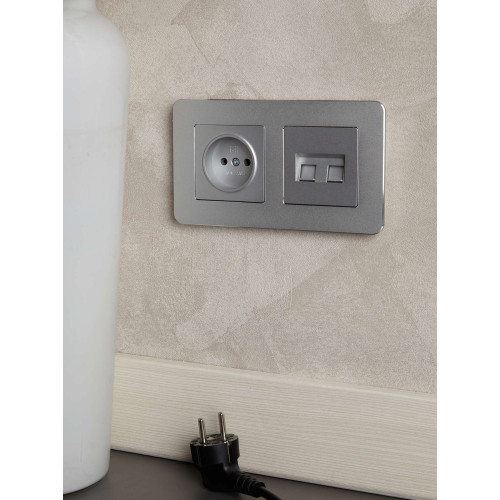 BRITE Розетка компьютерная двойная RJ45 кат.5E РК10-2-БрА алюминий IEK