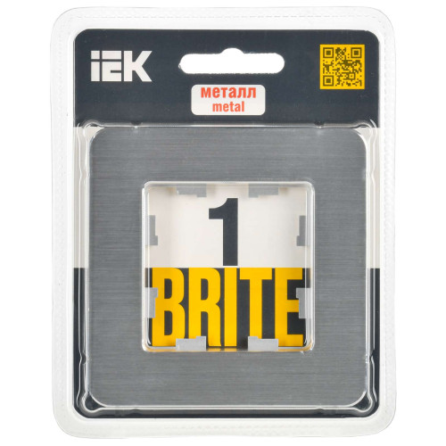 BRITE Рамка 1-местная РУ-1-1-Бр металл алюминий RE AL IEK
