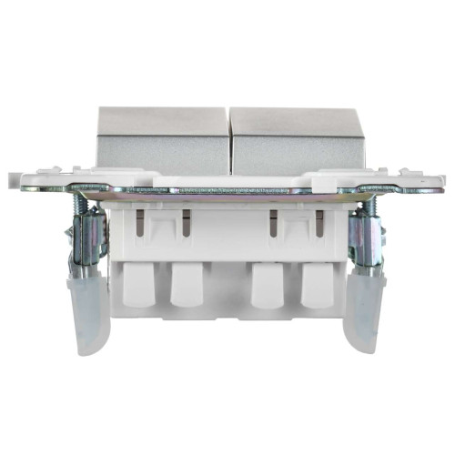 SKANDY Выключатель 2-клавишный проходной 10А SK-V05S серебряный IEK