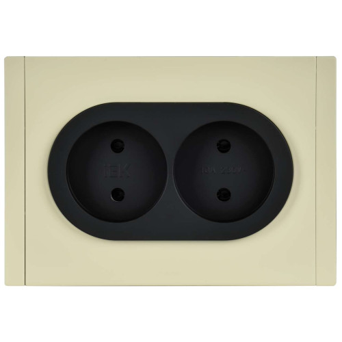 FORTE&PIANO Розетка 2-местная без заземления без защитных шторок безвинтовое крепление 10А FP826M металл серый сланец IEK