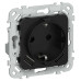 FLITE Розетка 1-местная с заземлением с защитными шторками 16А с USB A+A 3,1А РСЮша11-0-ФлЧ черный IEK