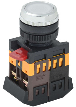 Кнопка ABLFS-22 белый d=22мм неон/240В 1з+1р IEK