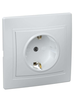 KVARTA Розетка 1-местная с заземлением с защитными шторками 16А кер. РСш10-3-КБ белый IEK