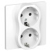 FLITE Розетка 2-местная с заземлением с защитными шторками безвинтовое крепление 16А РСш12-1-К-ФлБ белый IEK