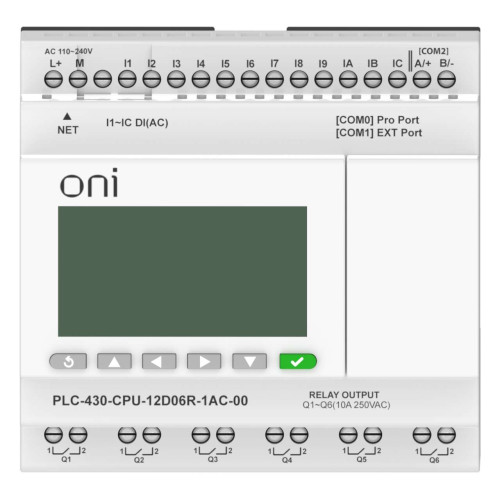 ПЛК 430 Модуль ЦПУ 12 DI 6 RO 220В AC с Ethernet портом с экраном ONI