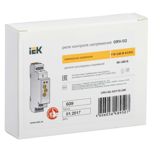Реле контроля напряжения ORV однофазное 110-240В AC/DC IEK