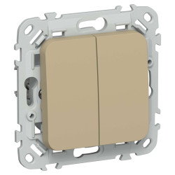 FLITE Выключатель 2-клавишный кнопочный 10А ВС12-2-0-ФлХ хаки IEK