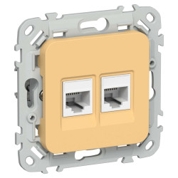 FLITE Розетка 2-местная компьютерная RJ45 категория 5Е UTP РК5е-2-0-ФлЗ золотарник IEK