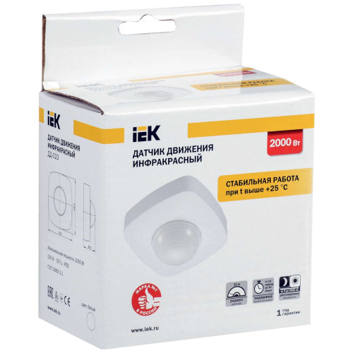 Датчик движения ДД-023 2000Вт 360град 20м IP20 белый IEK