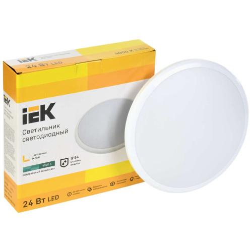 Светильник светодиодный ДПБ 3005 24Вт IP54 4000K круг белый IEK