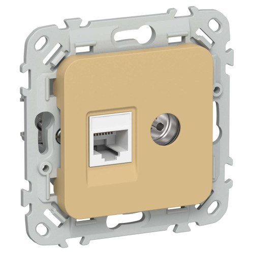 FLITE Розетка 2-местная RJ45/TV категория 5Е UTP РКТВ5е-2-0-ФлШм шамуа IEK