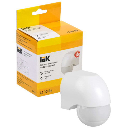 Датчик движения ДД-010 1100Вт 180град 10м IP44 белый IEK