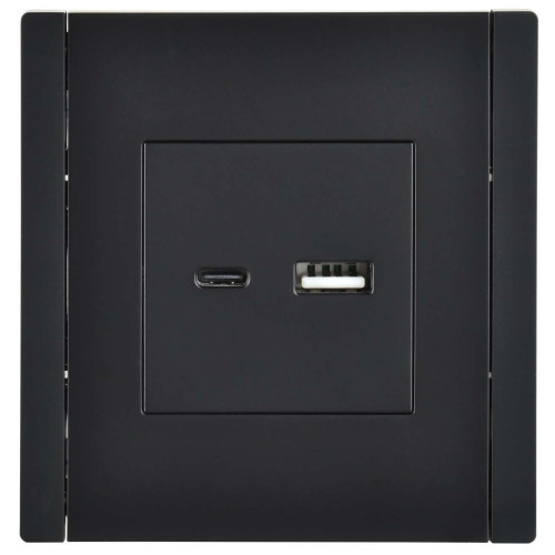 FORTE&PIANO Розетка USB A+C 3,1А FP150 черный IEK